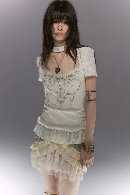 Gothic Lace Ruffled Vest