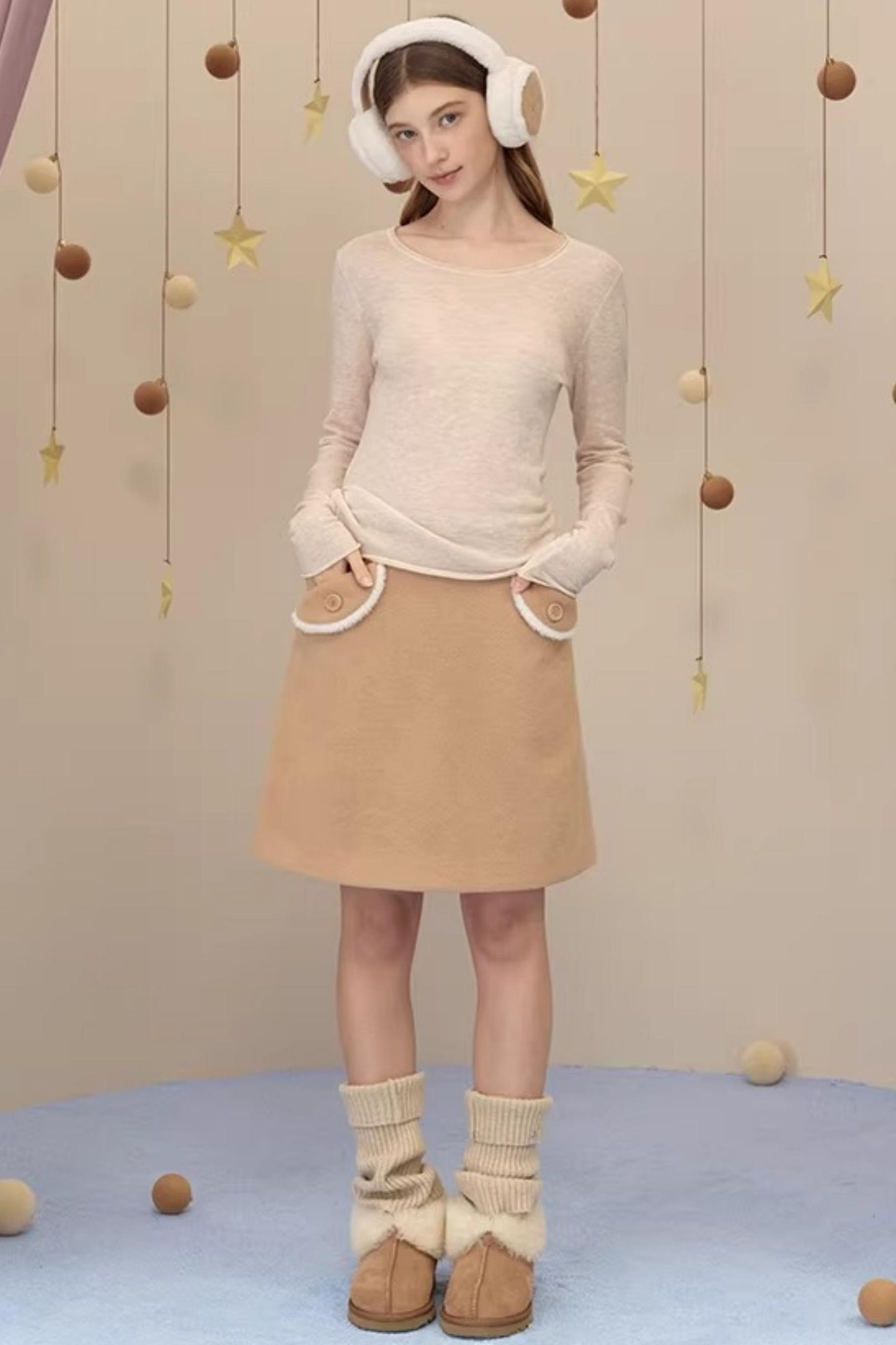 Snow Season Wool A-Line Skirt