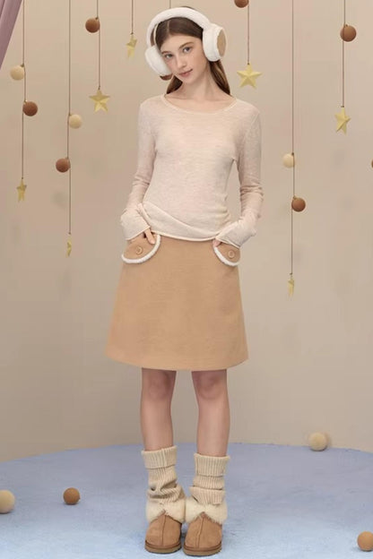 Snow Season Wool A-Line Skirt
