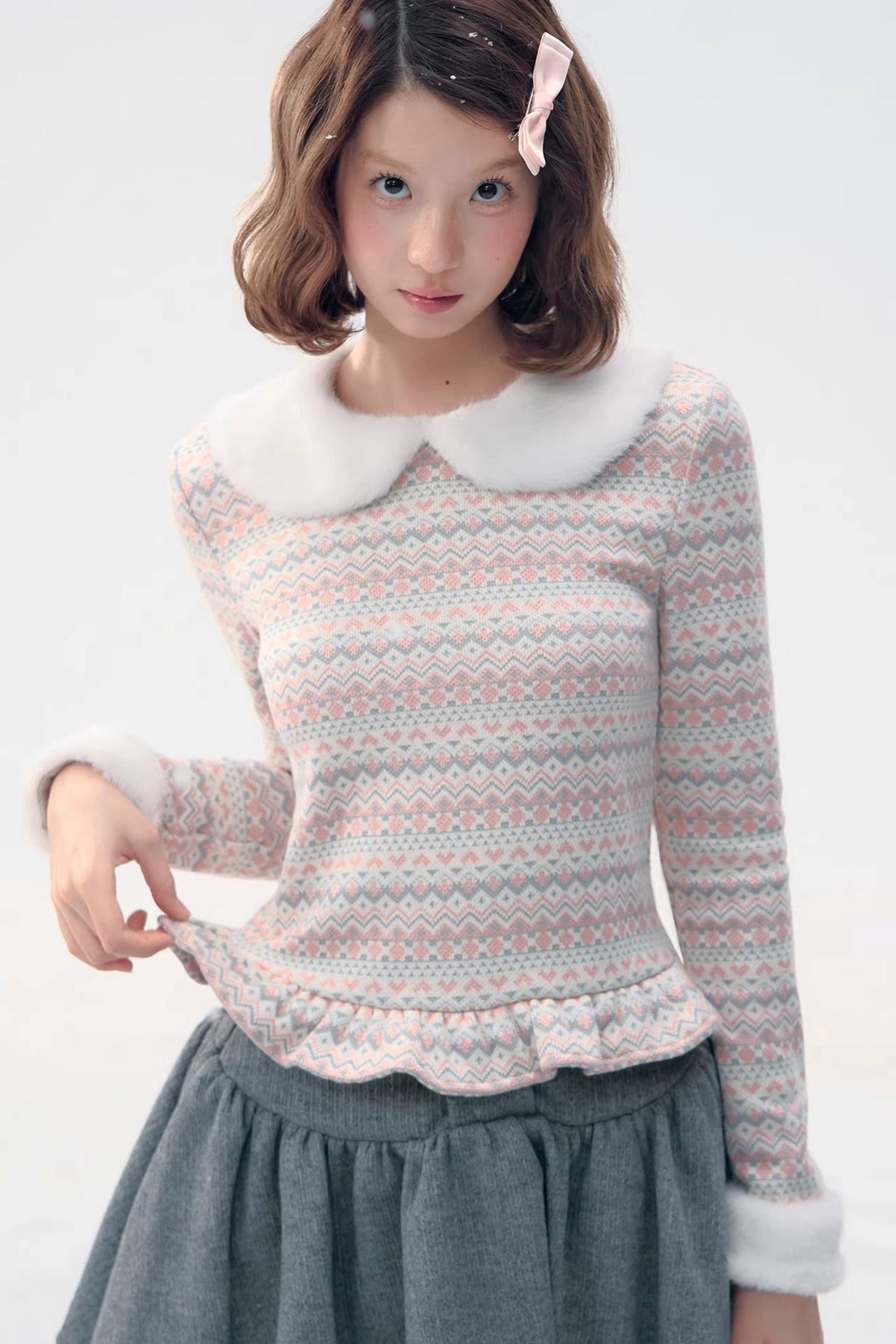 Fair Isle Polka Dot Knit Top