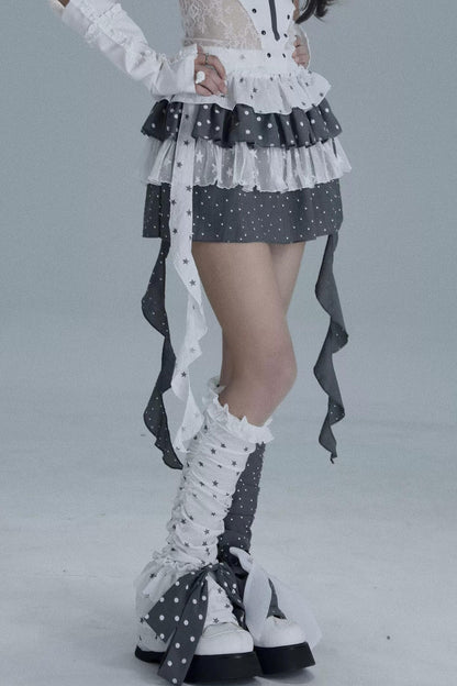 Star Polka Dot Layered Skirt