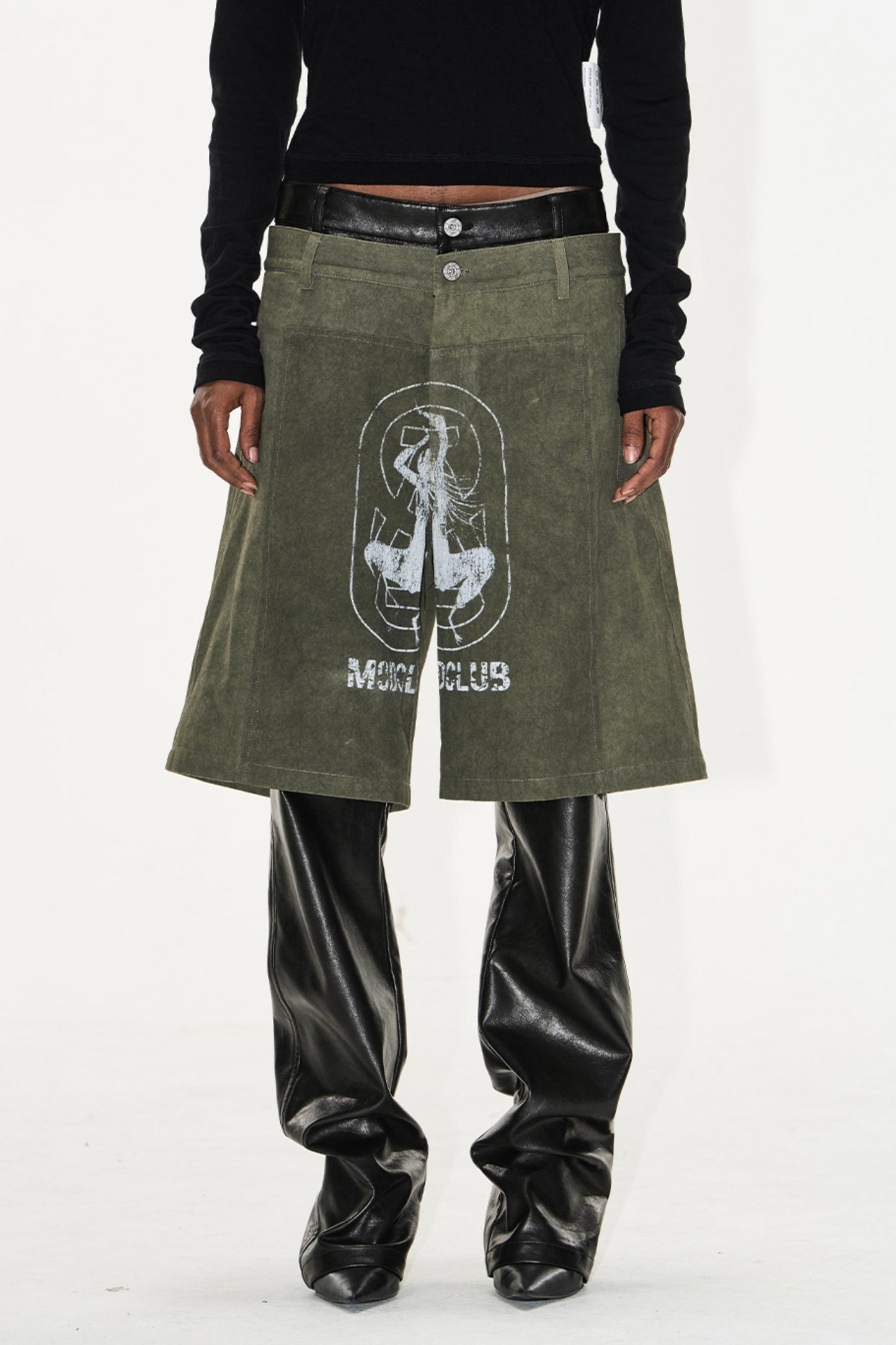 Patchwork Leather Shorts