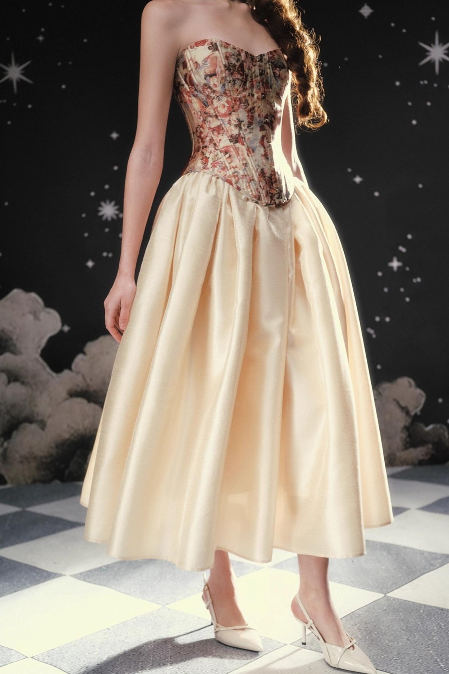 Pearlescent Satin Puffy Skirt