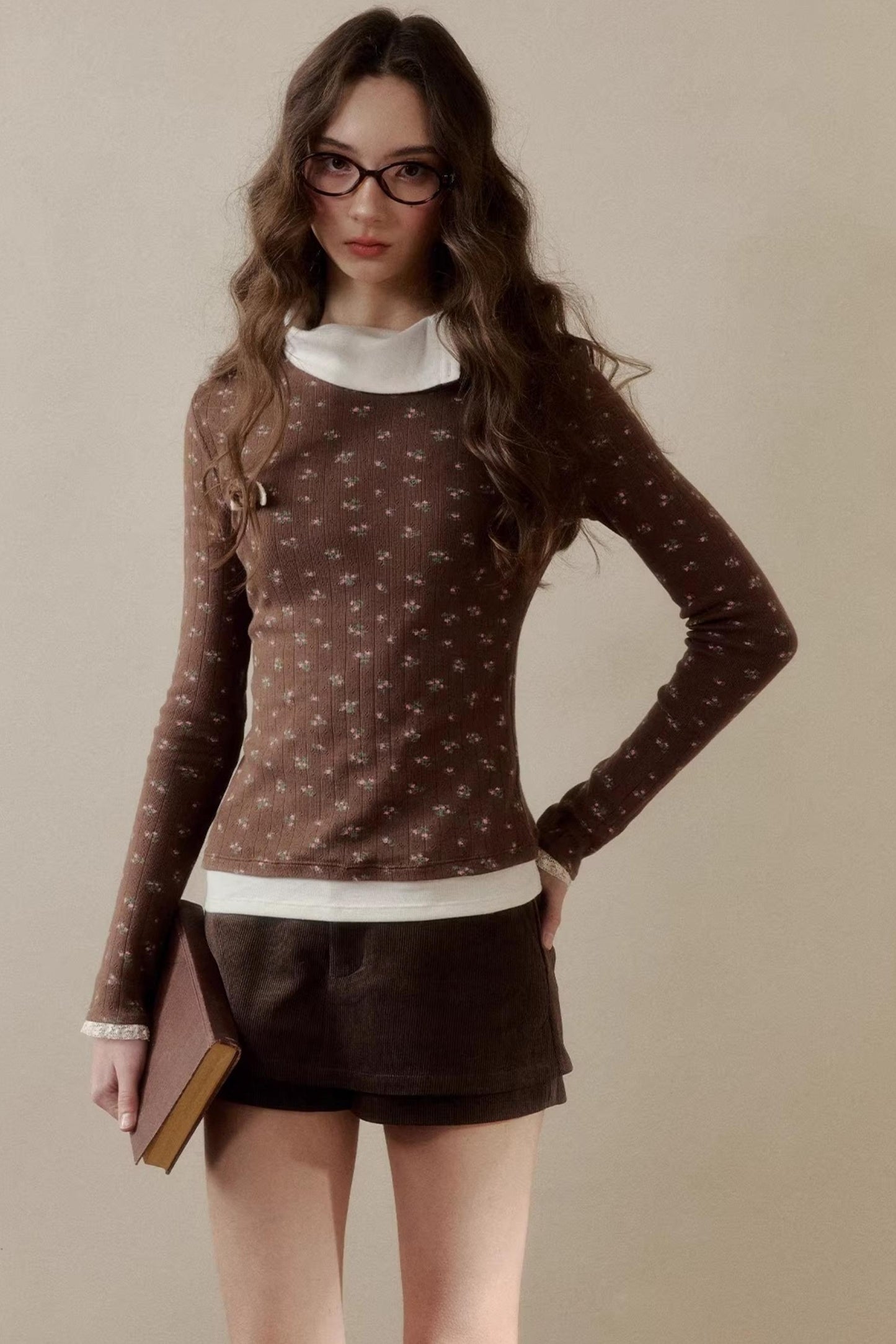 Floral Knit Long-Sleeve Top