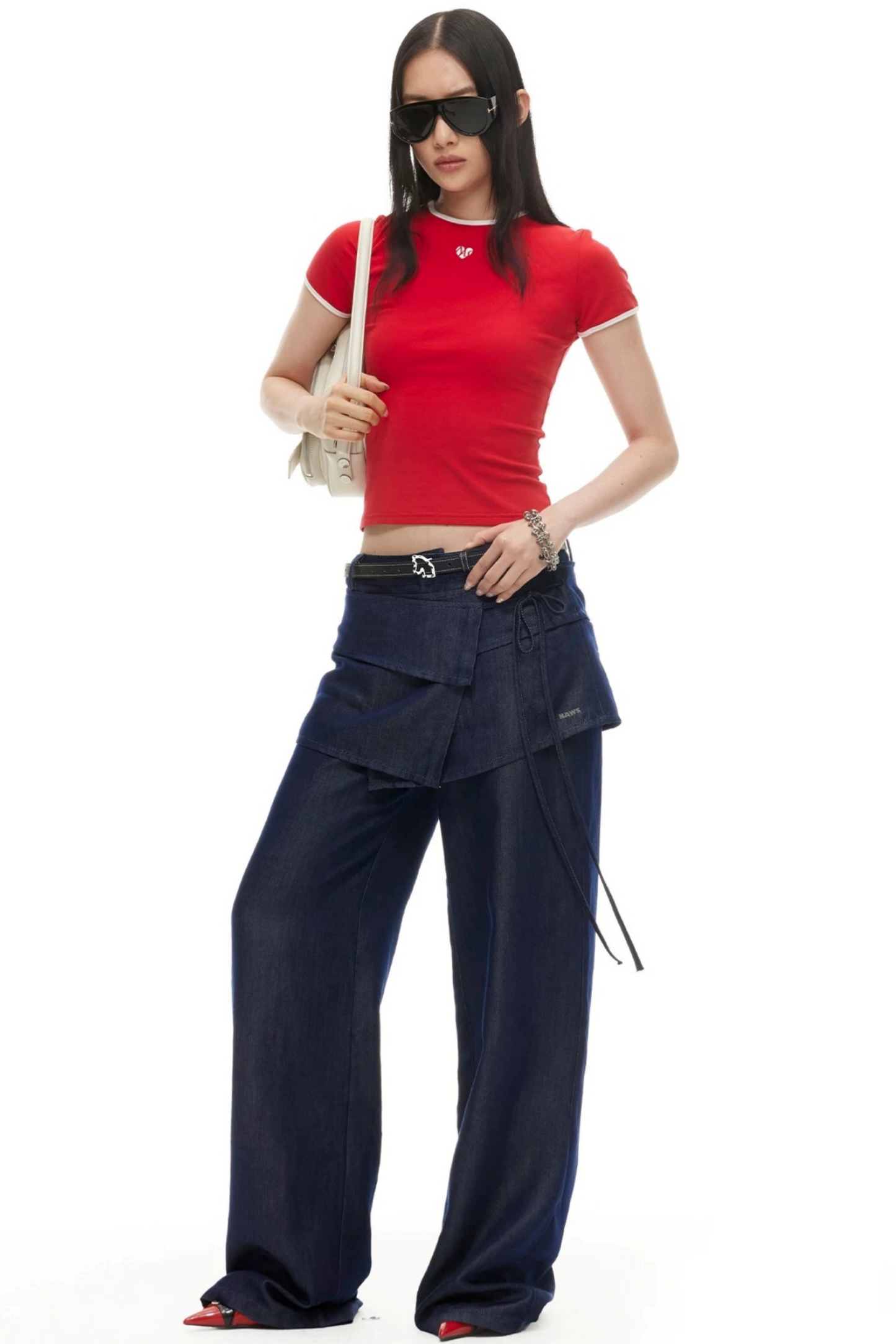Lyocell Wide-Leg Pants Detachable Skirt