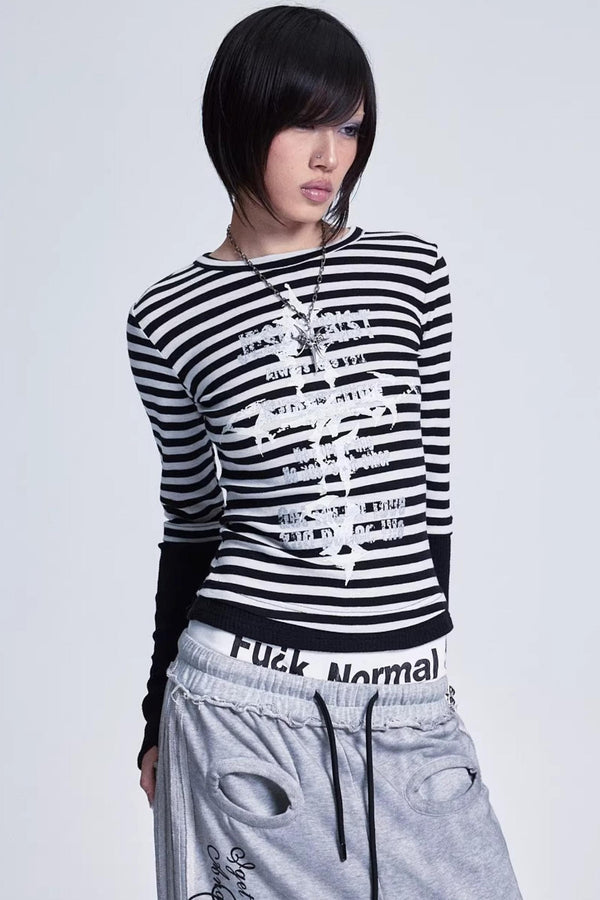 Striped Patchwork Base Layer Top