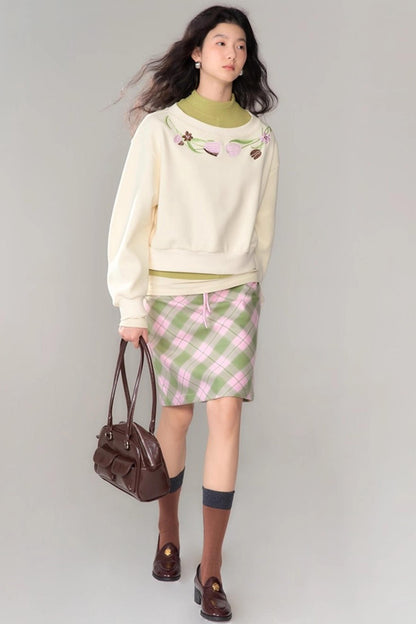 Tulip Embroidery Cloud Sweater