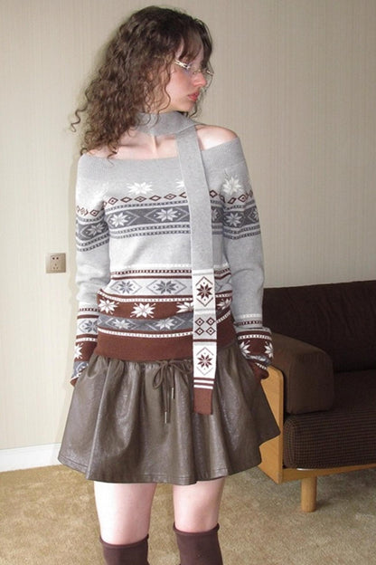 Vintage Distressed Leather Skirt