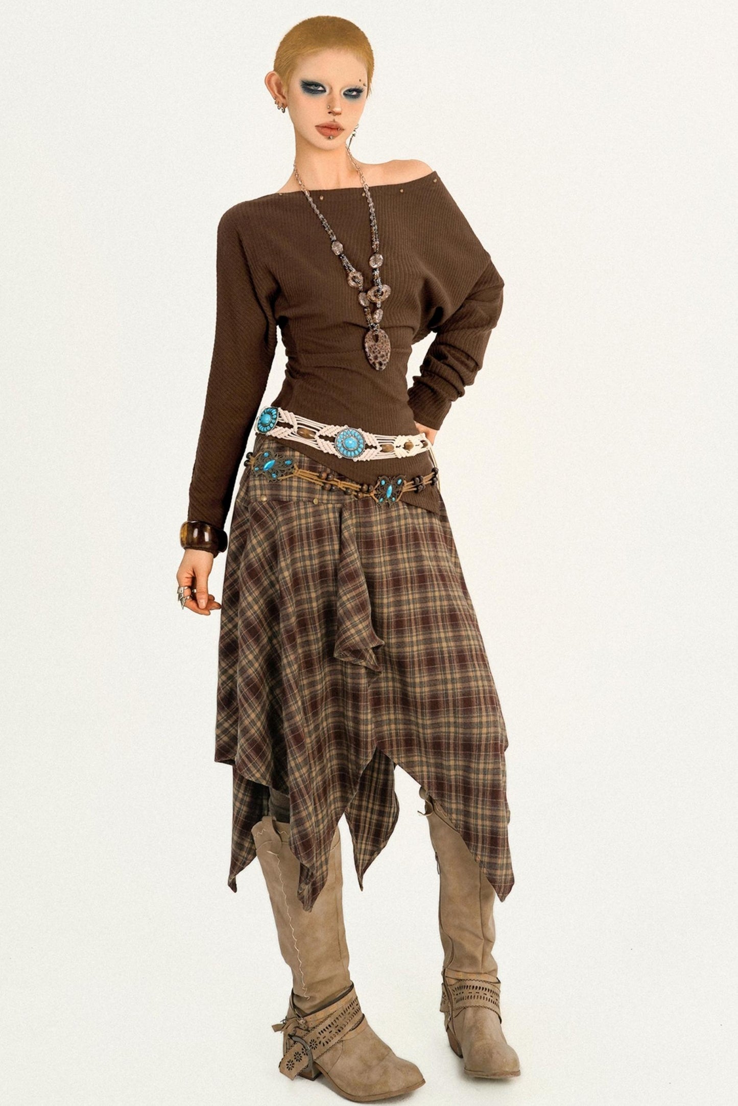 Retro Coffee Color Long Sleeve T-Shirt