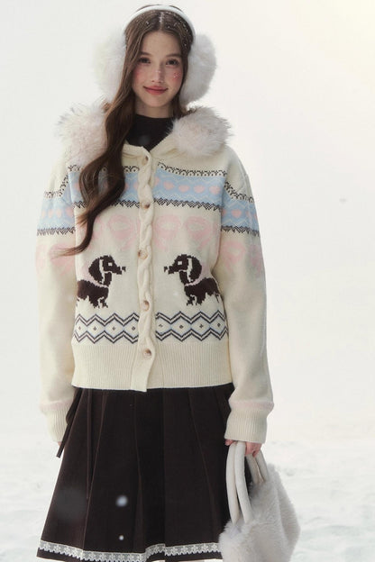 Retro Fair Isle Dachshund Sweater Jacket
