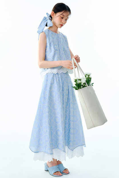 Linen Blend Top & Skirt Set-Up