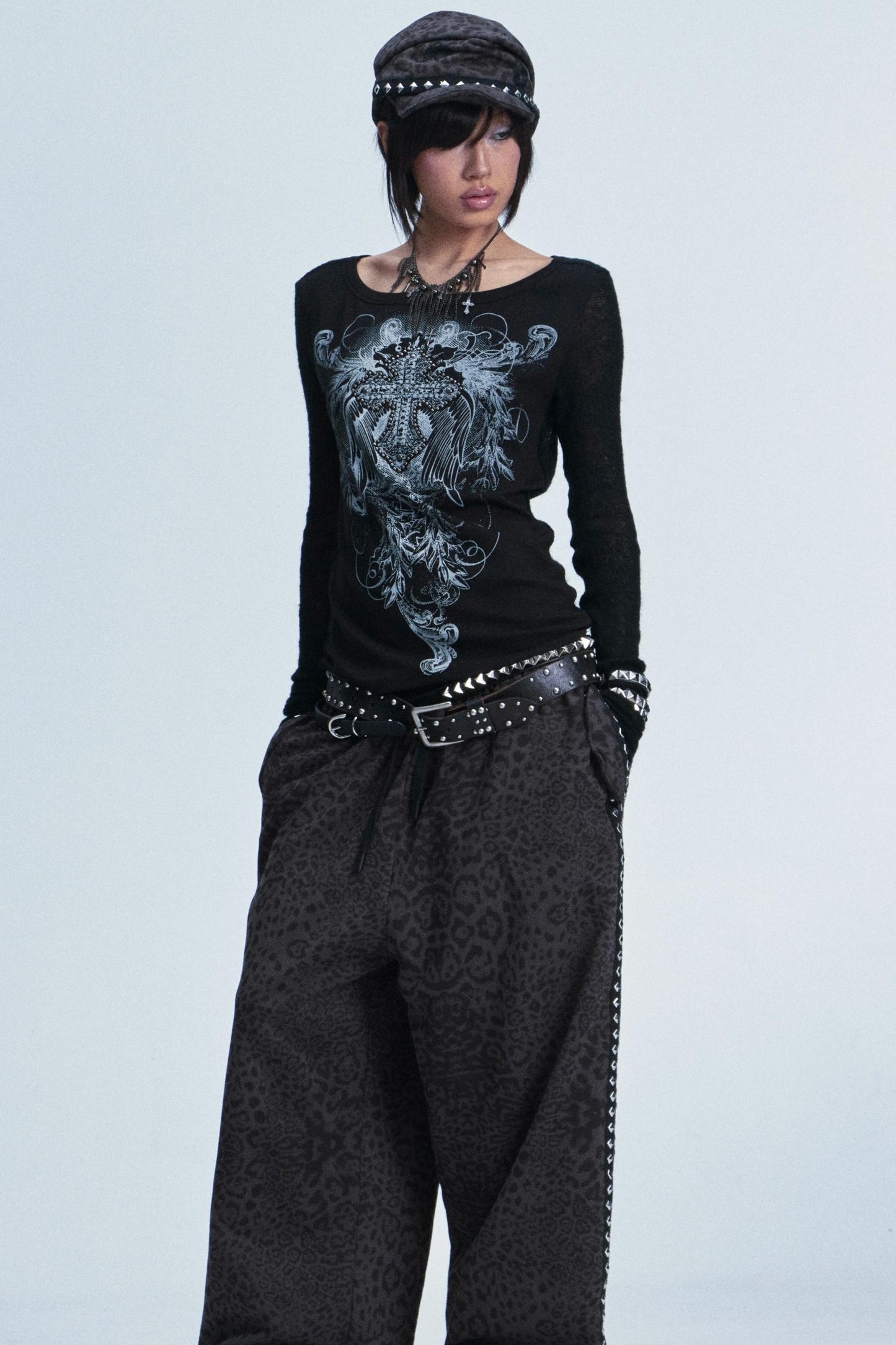 Knitted Mesh Rivet Sweater