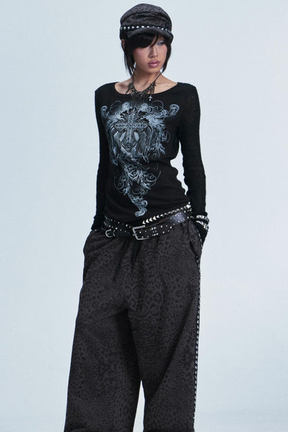 Knitted Mesh Rivet Sweater