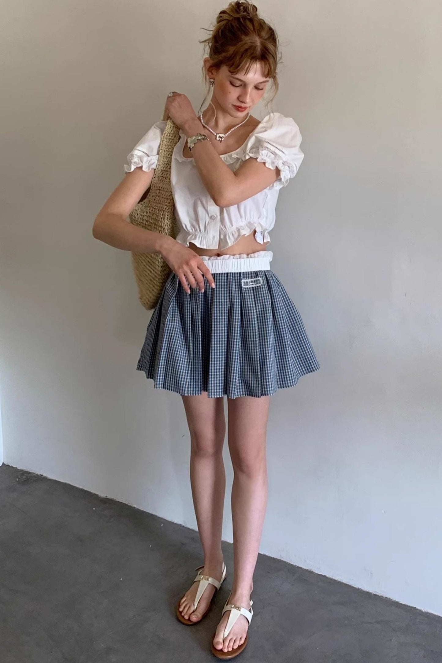 Blue Lace A-Line Skirt