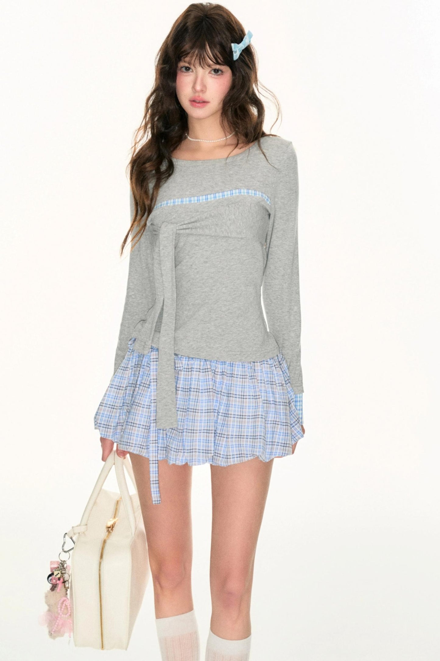 Bandeau Knotted Long Sleeve Top