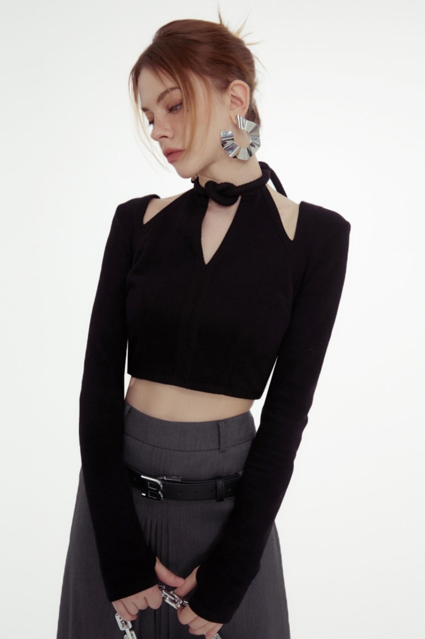 Chic Cutout Gray Maxi Skirt