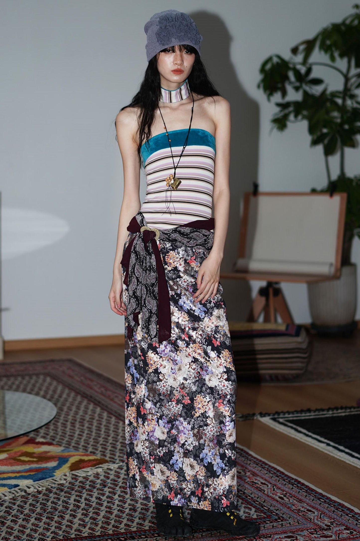 Vintage Striped Bandeau Set