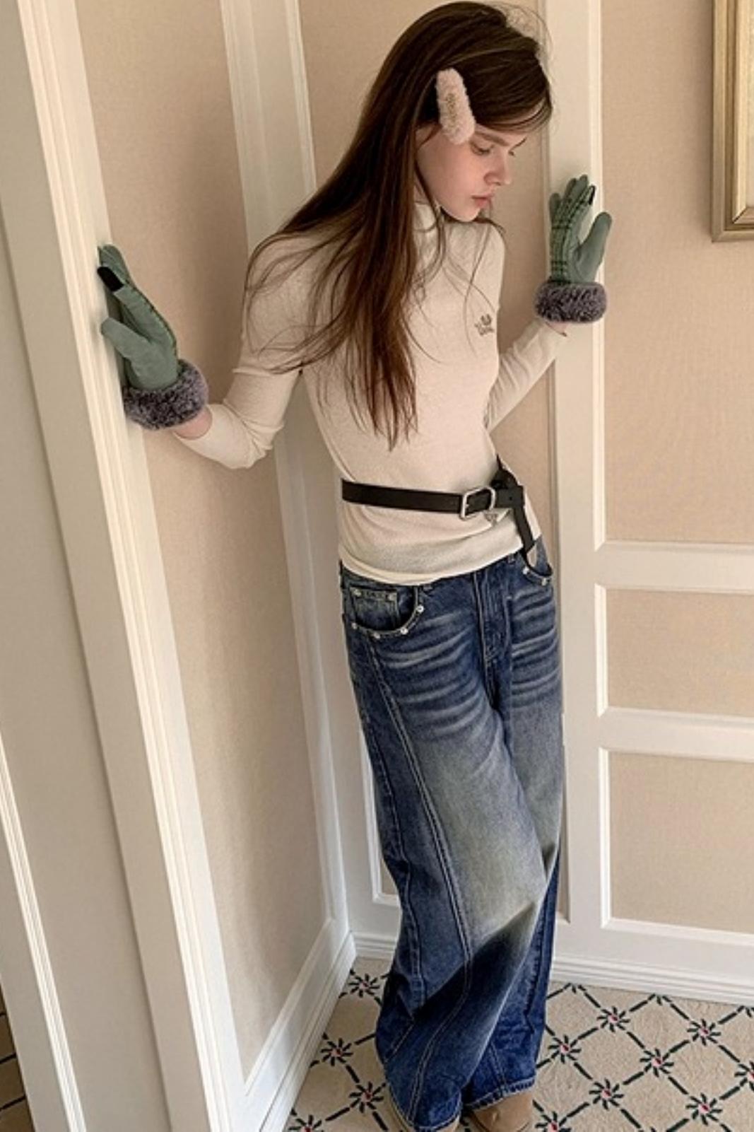 Blue Distressed Denim Pants