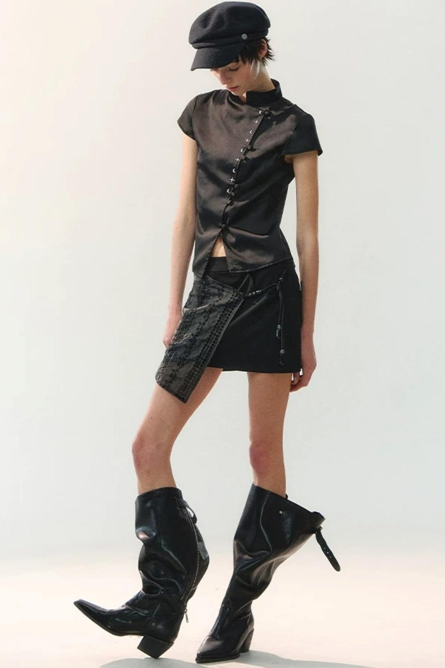 Plain Satin Embroidered Shirt