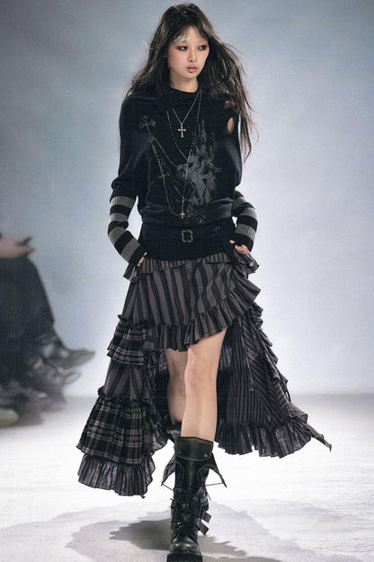 Striped Batwing Sleeve Sweater