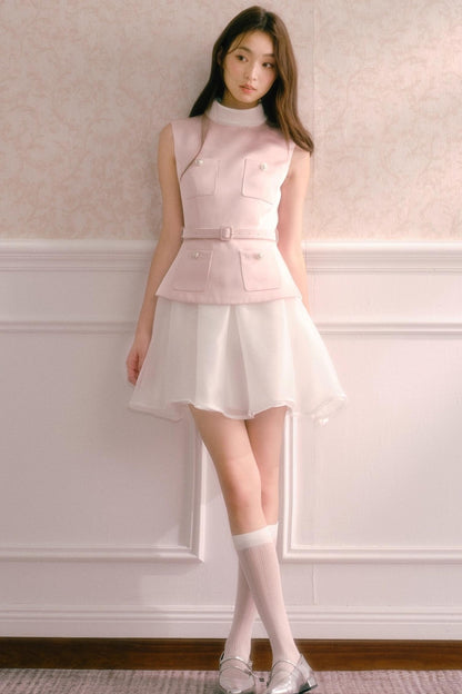 Pink Satin Puffy Daughter Dress