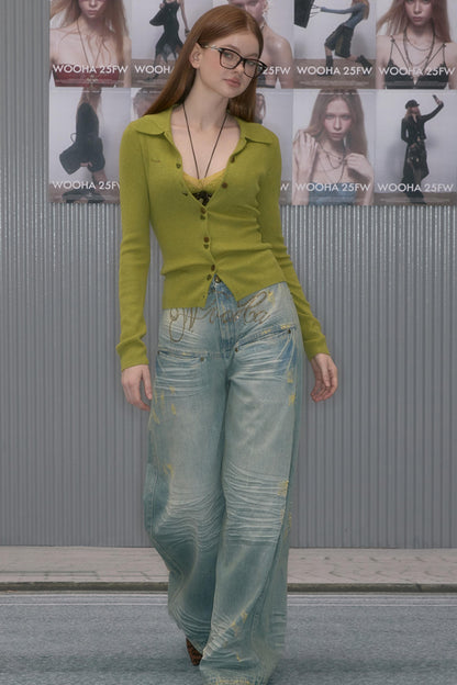 Vintage Washed Rhinestone Jeans