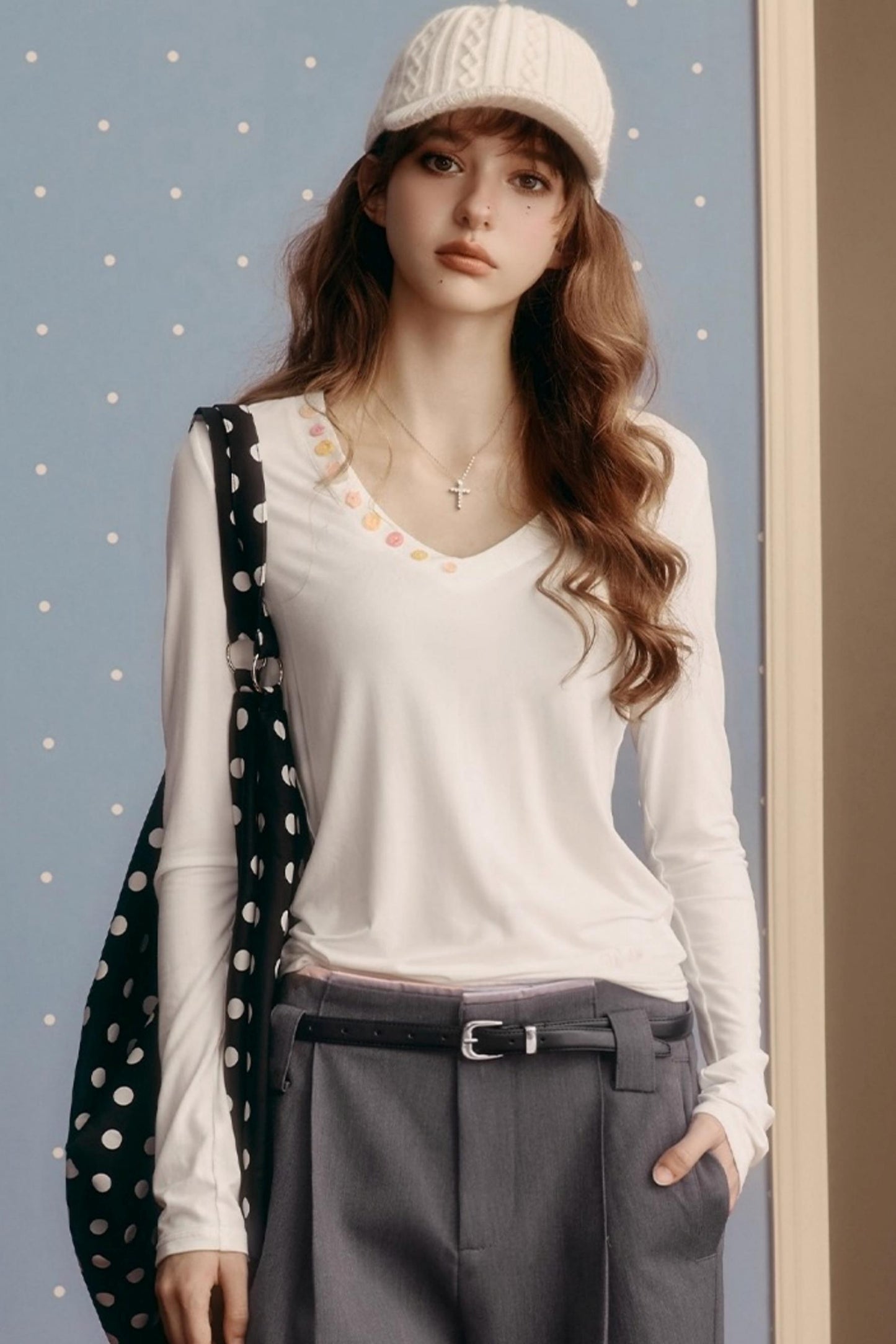 Winter V-Neck Long-Sleeved T-Shirt