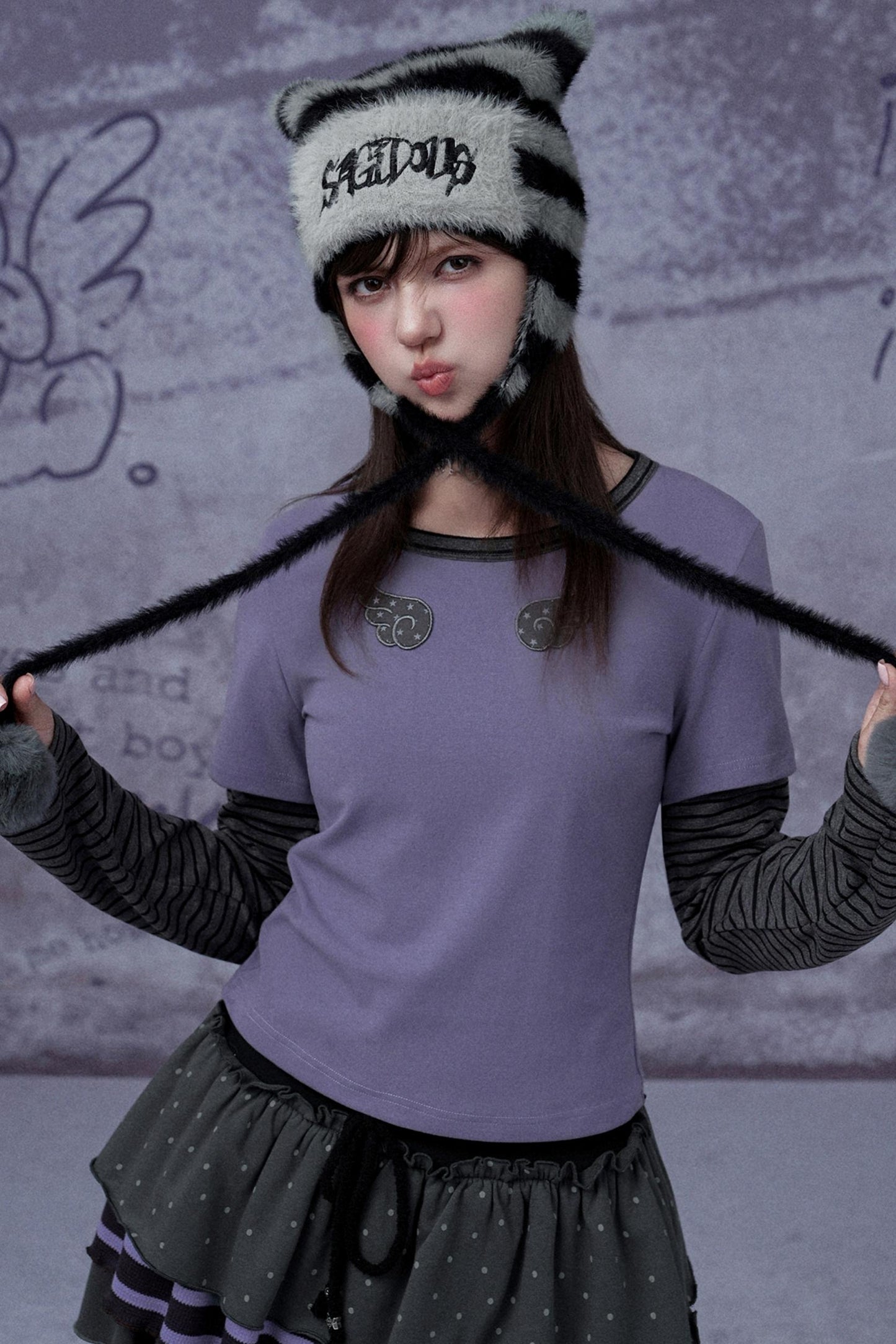 Striped Fake Two-Piece Top