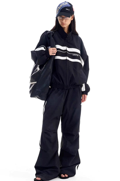 Color-Blocked Distressed Sports Jacket