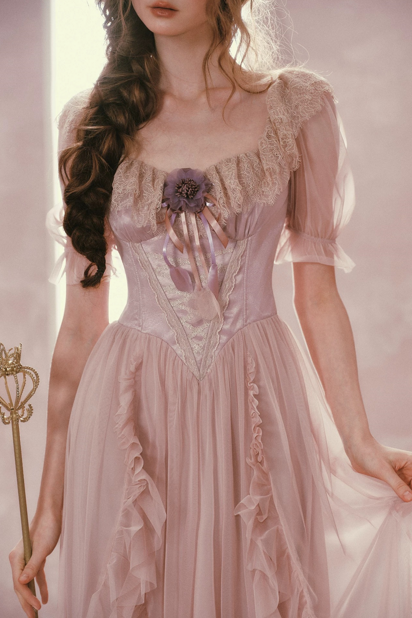 Purple Victorian Corset Mesh Dress