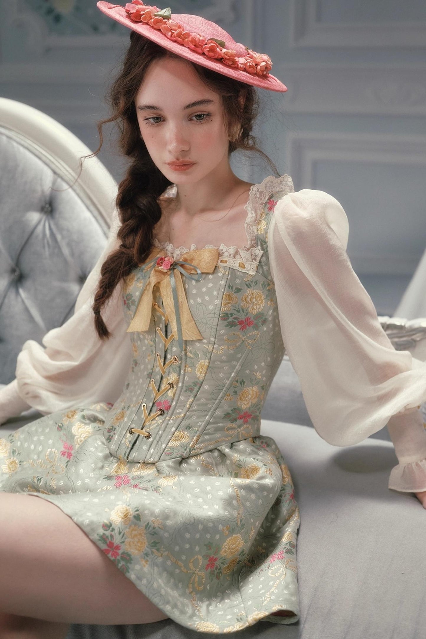 French Vintage Herringbone Dress