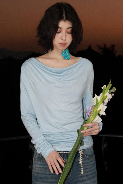 Modal Wool Off-Shoulder Knit Top