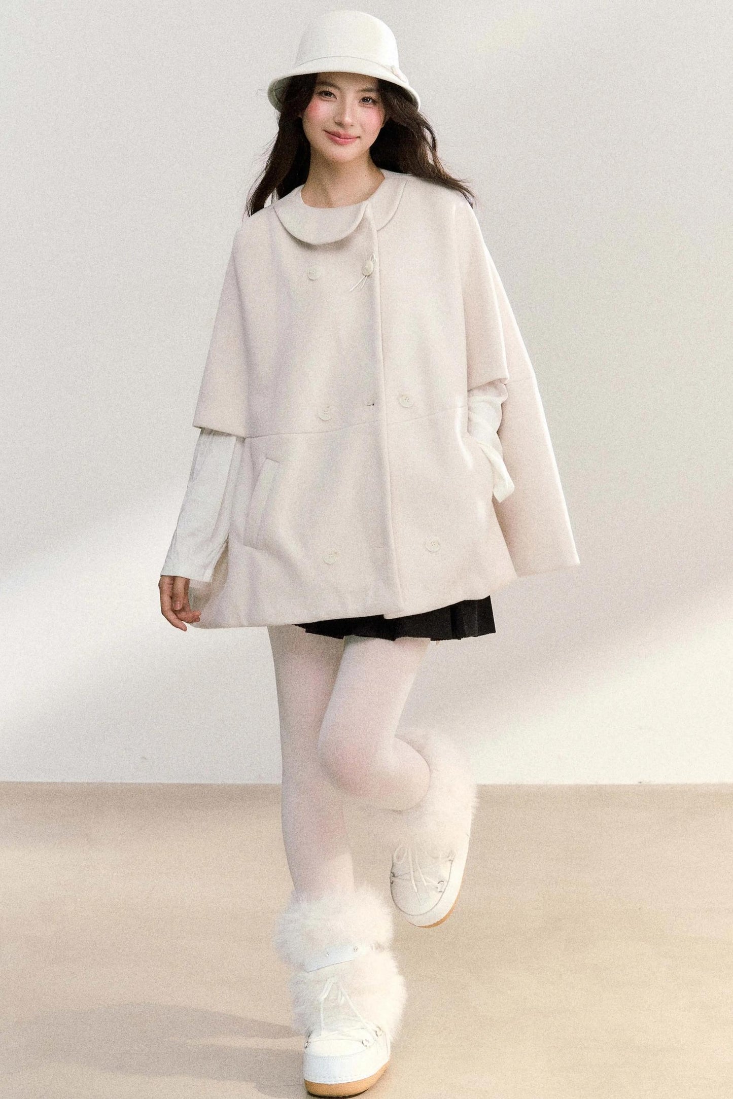 Doll Collar Woolen Cape Coat