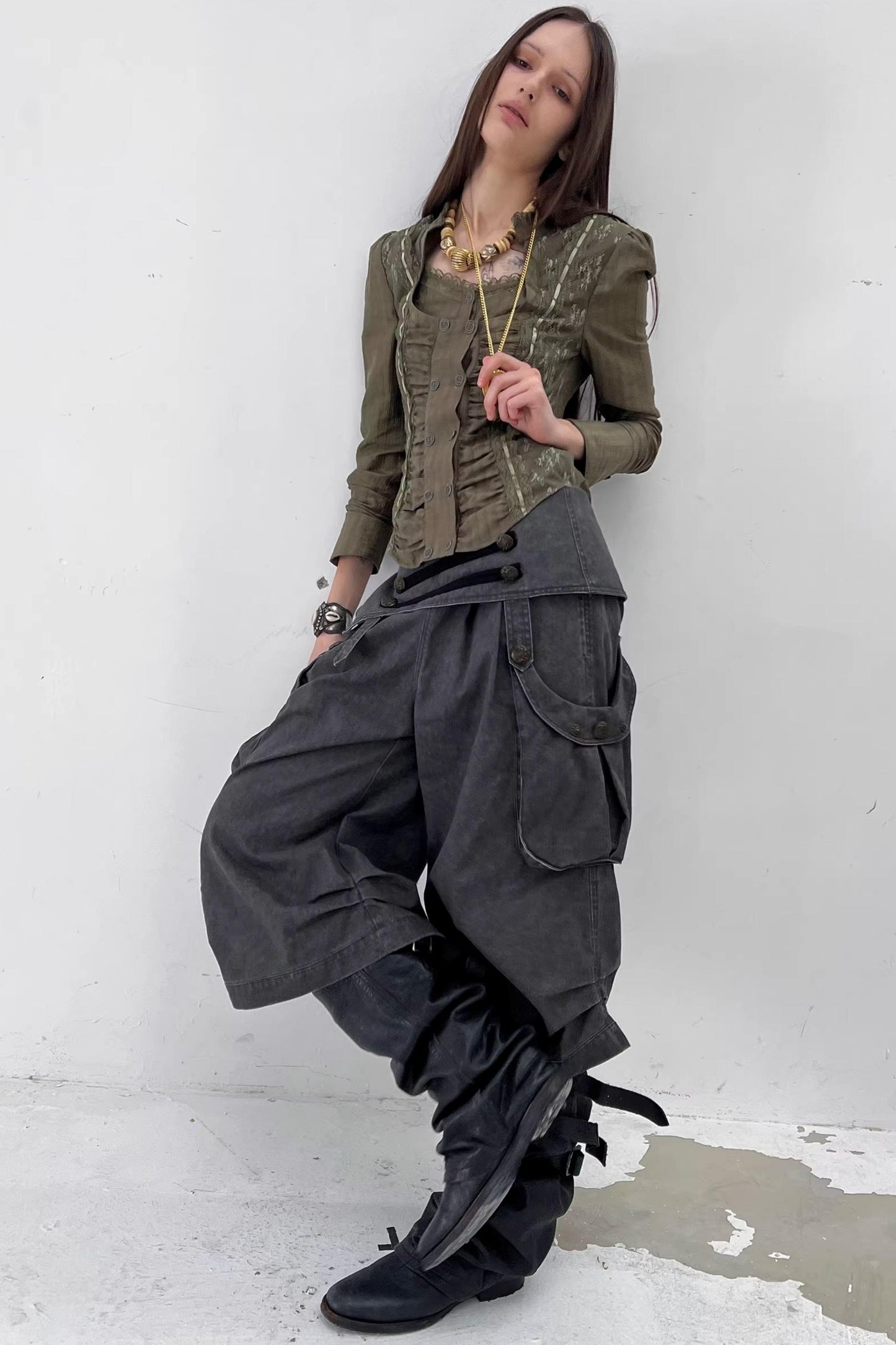 Retro Low-Waist Cargo Pants