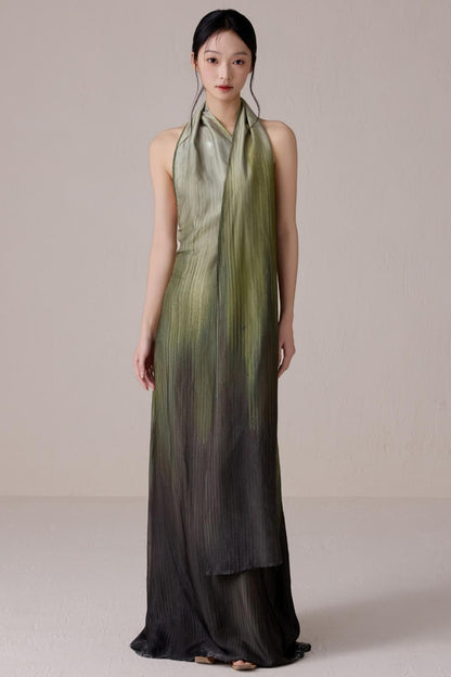 Summer Gradient Color Flutter Dress