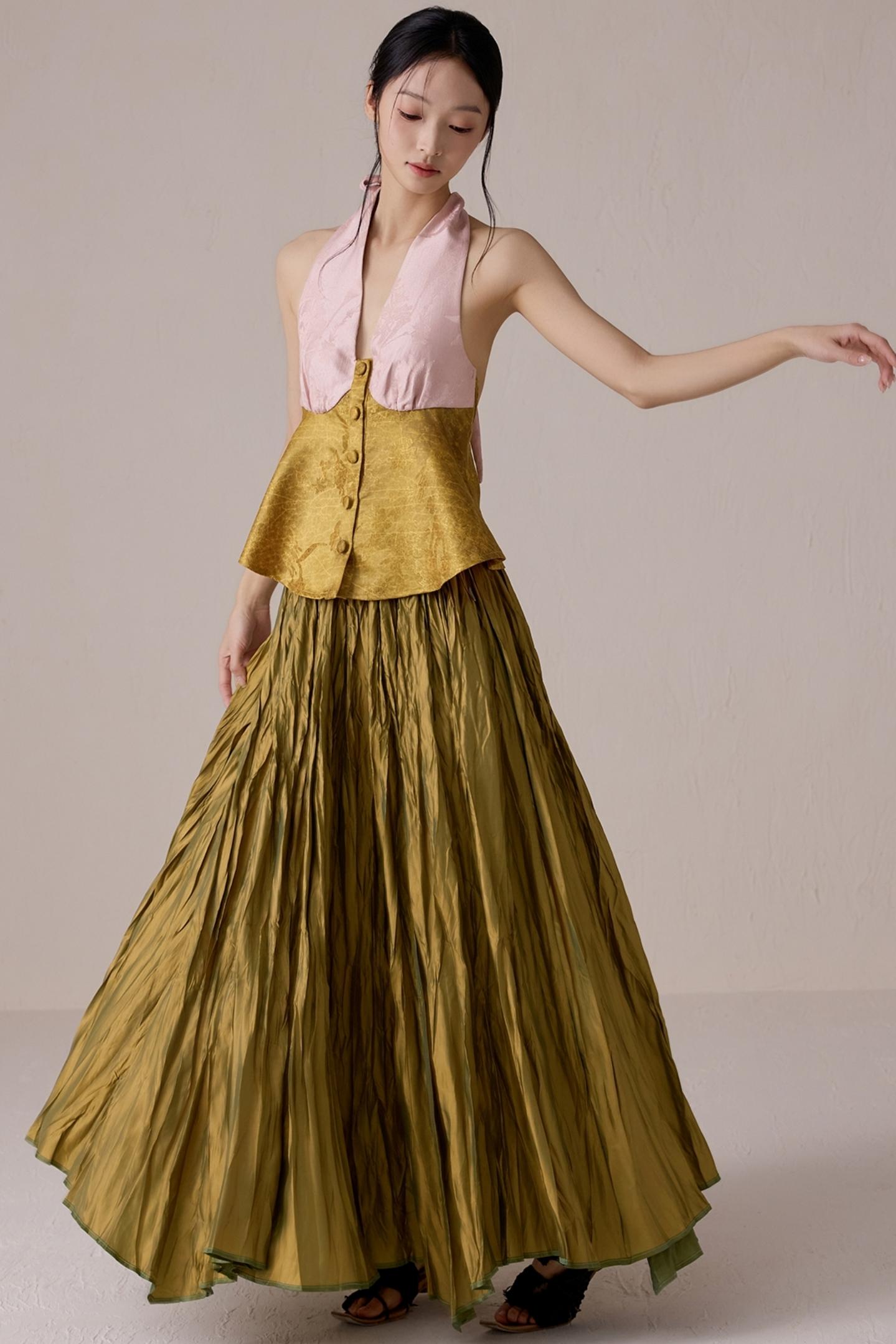 Pleated Fairy Bustier with A-line Swing Skirt