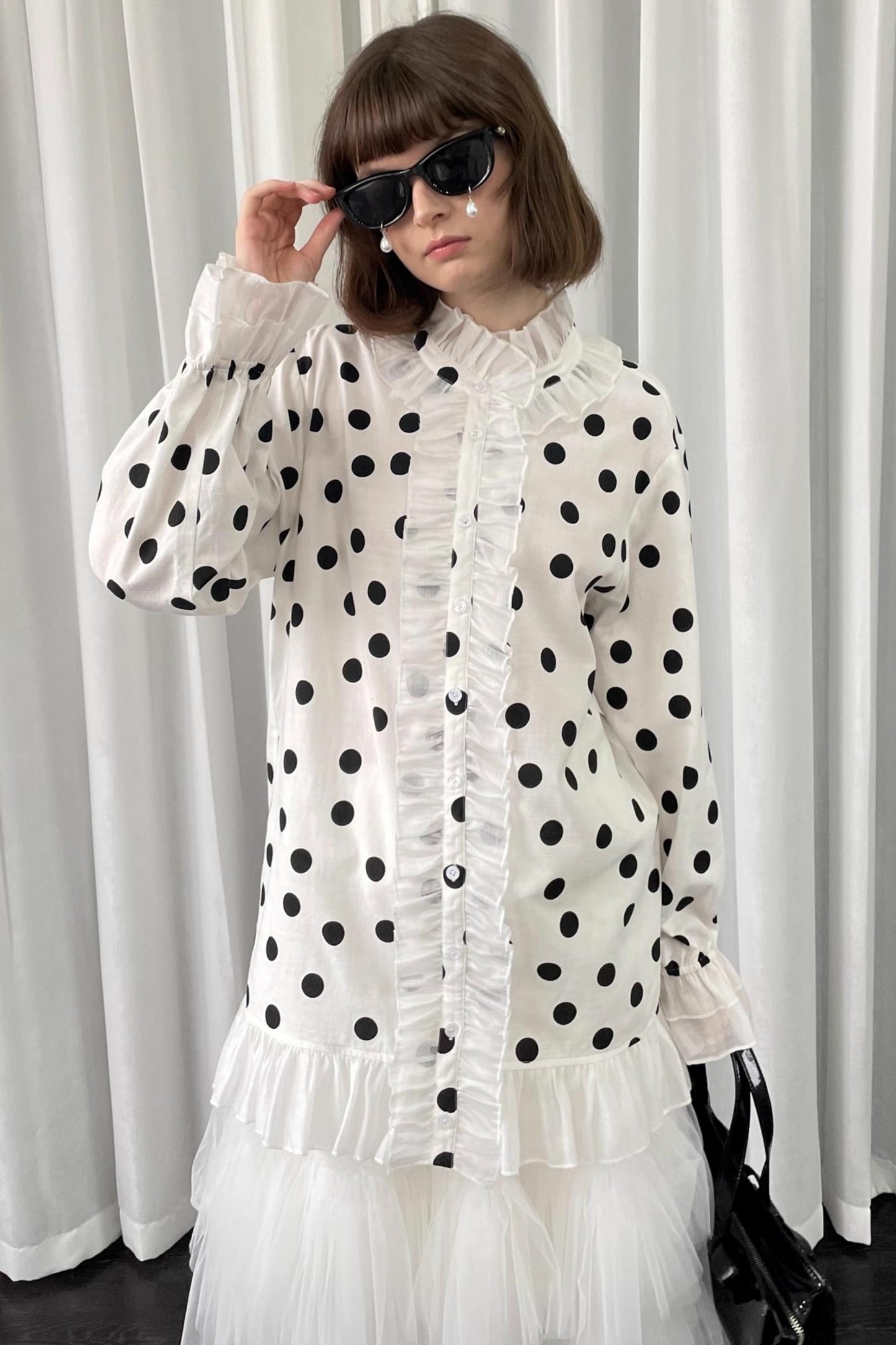 Polka Dot Lace Blouse Top