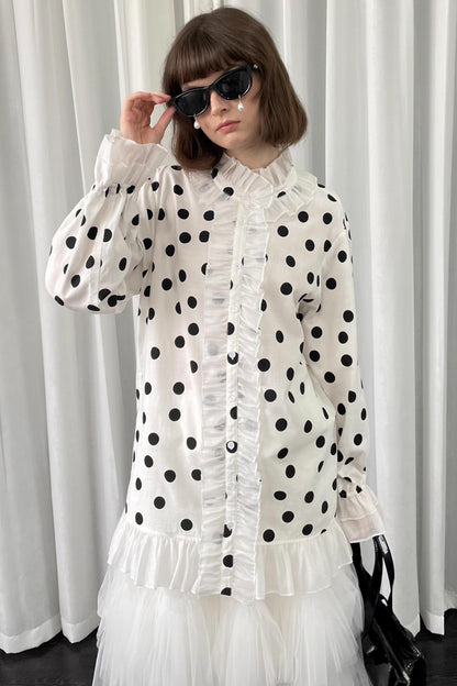 Polka Dot Lace Blouse Top
