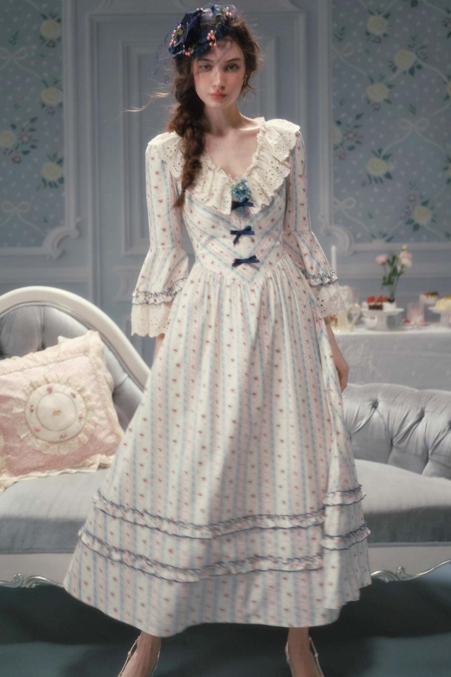 Versailles French Rustic Striped Dress