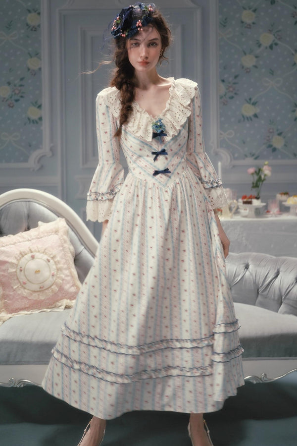 Versailles French Rustic Striped Dress