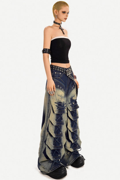 Vintage Washed Denim Pants