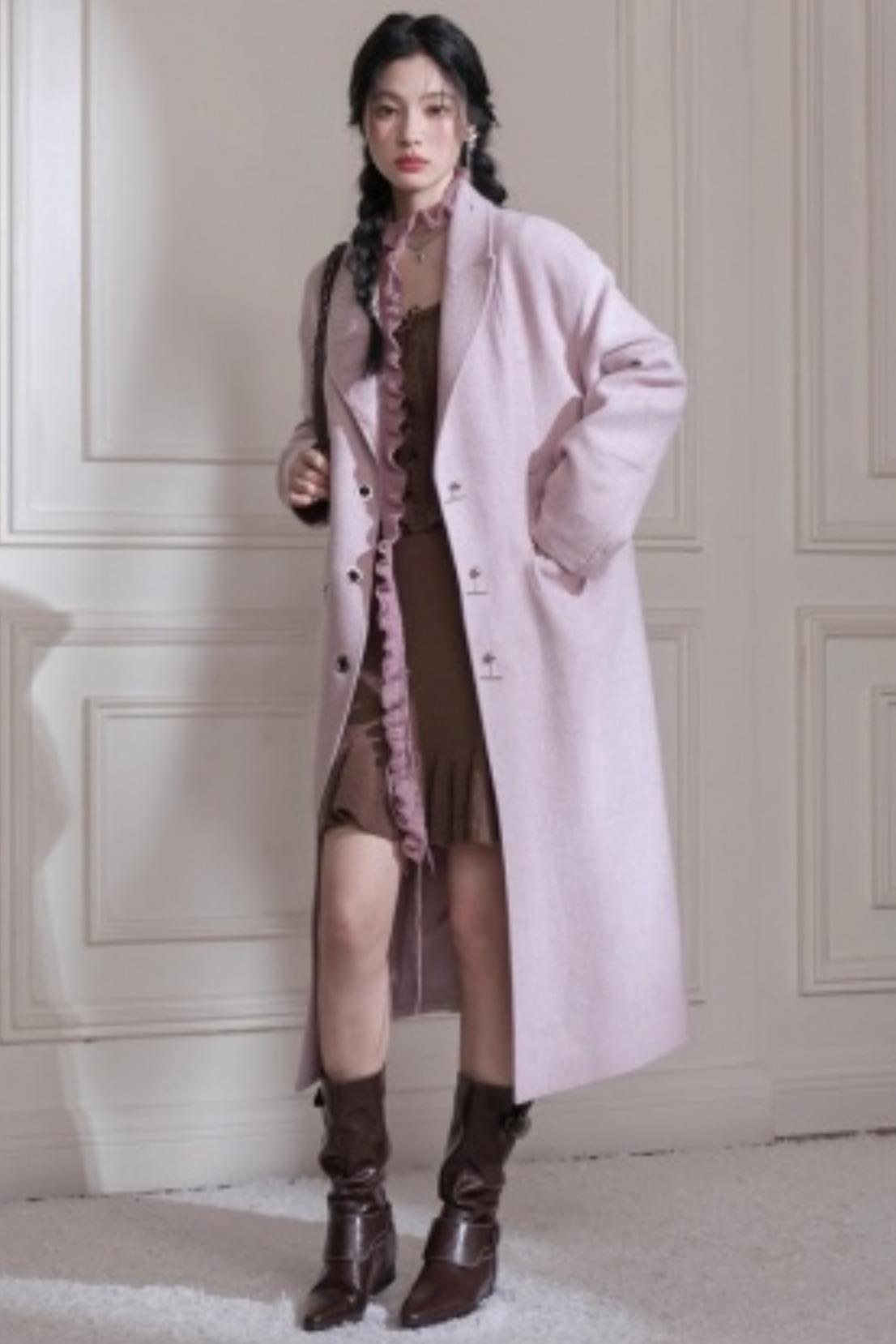 Teaberry Herringbone Tweed Coat