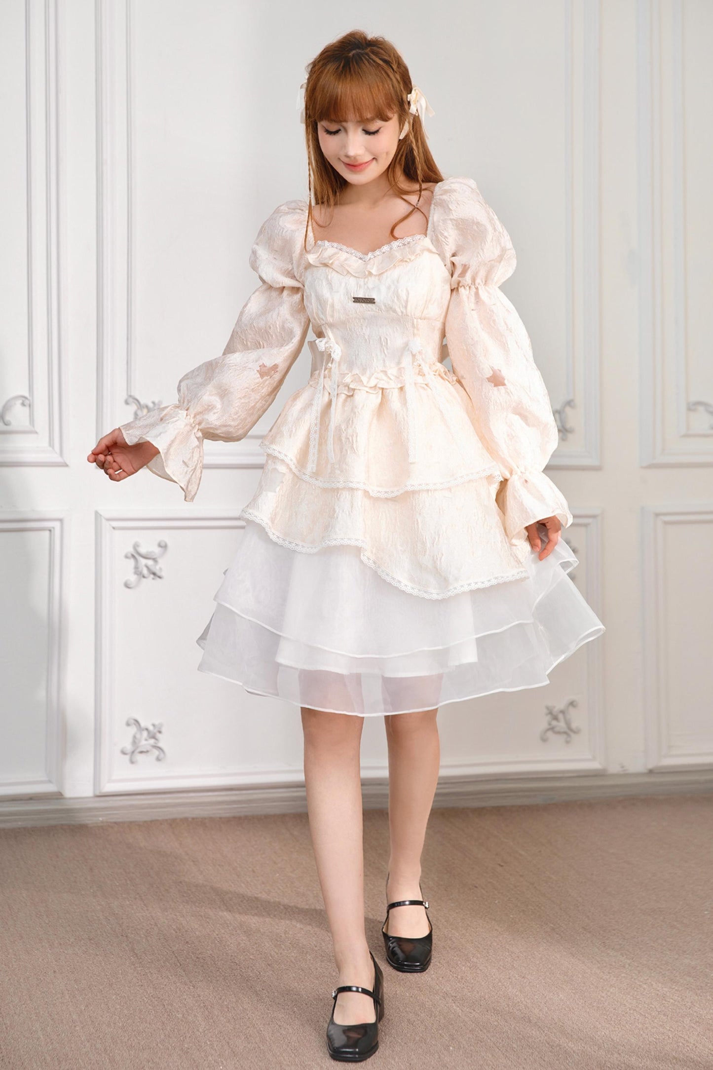 Princess Puff Sleeve Court Dress