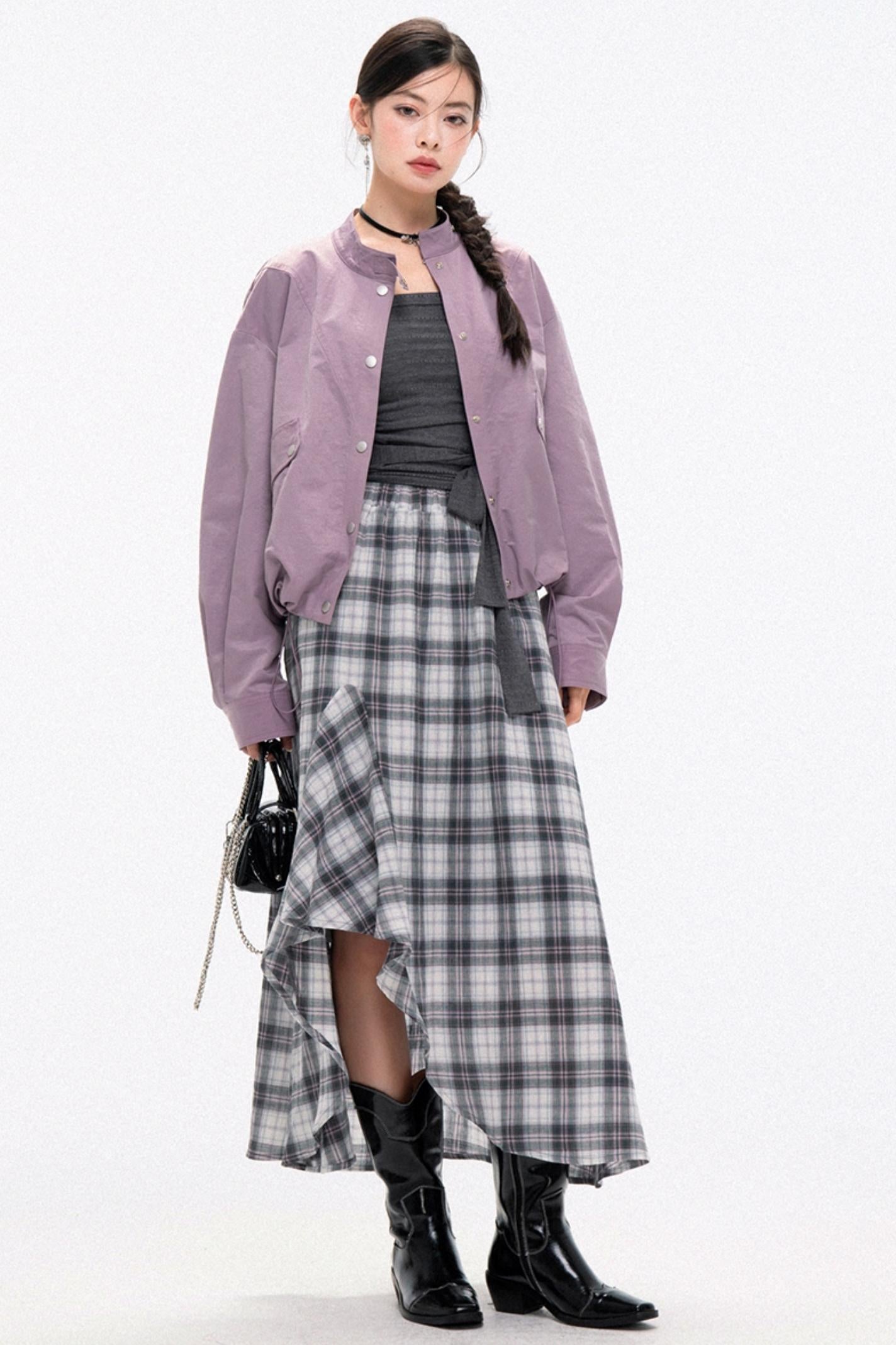 Ash Pink Plaid Large Skirt