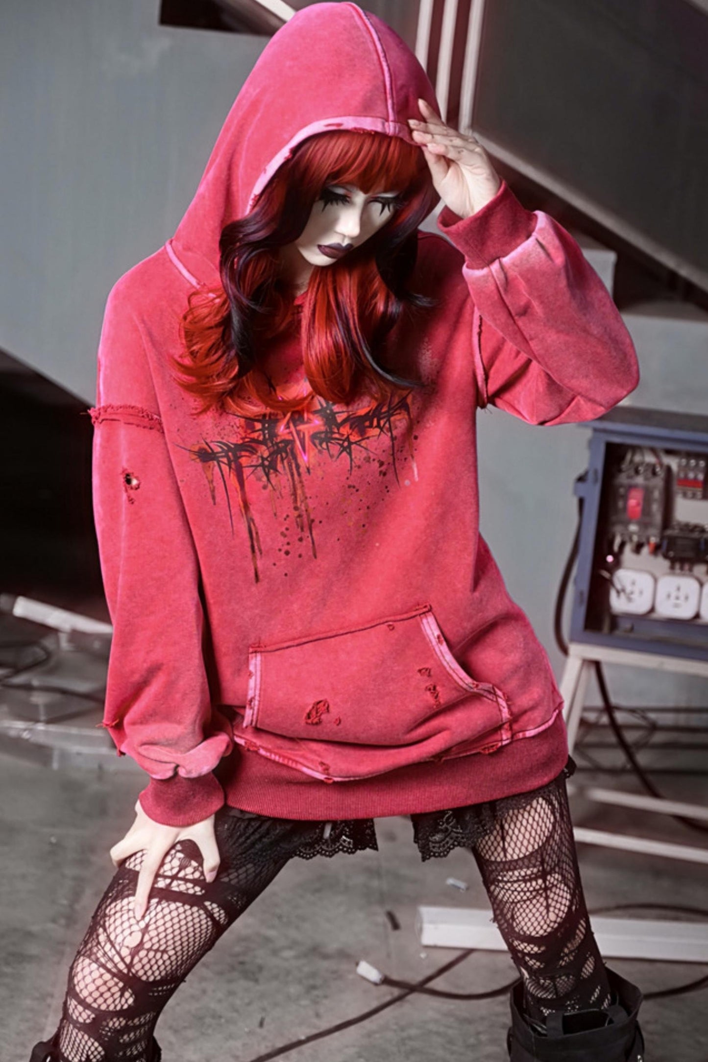 Devil Rust Red Hooded Top