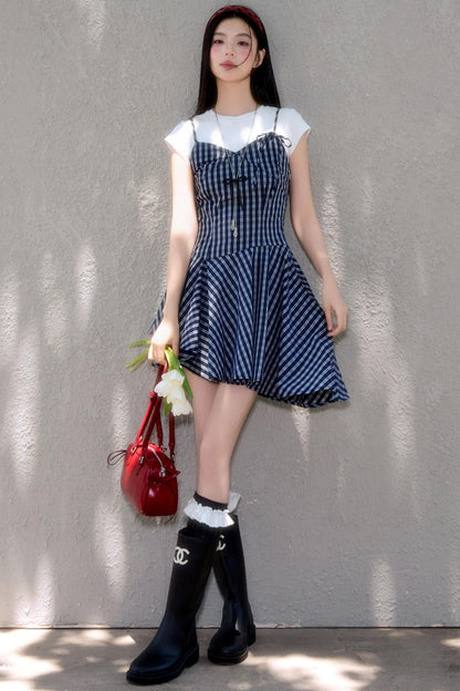 Sweet Plaid Halter Dress