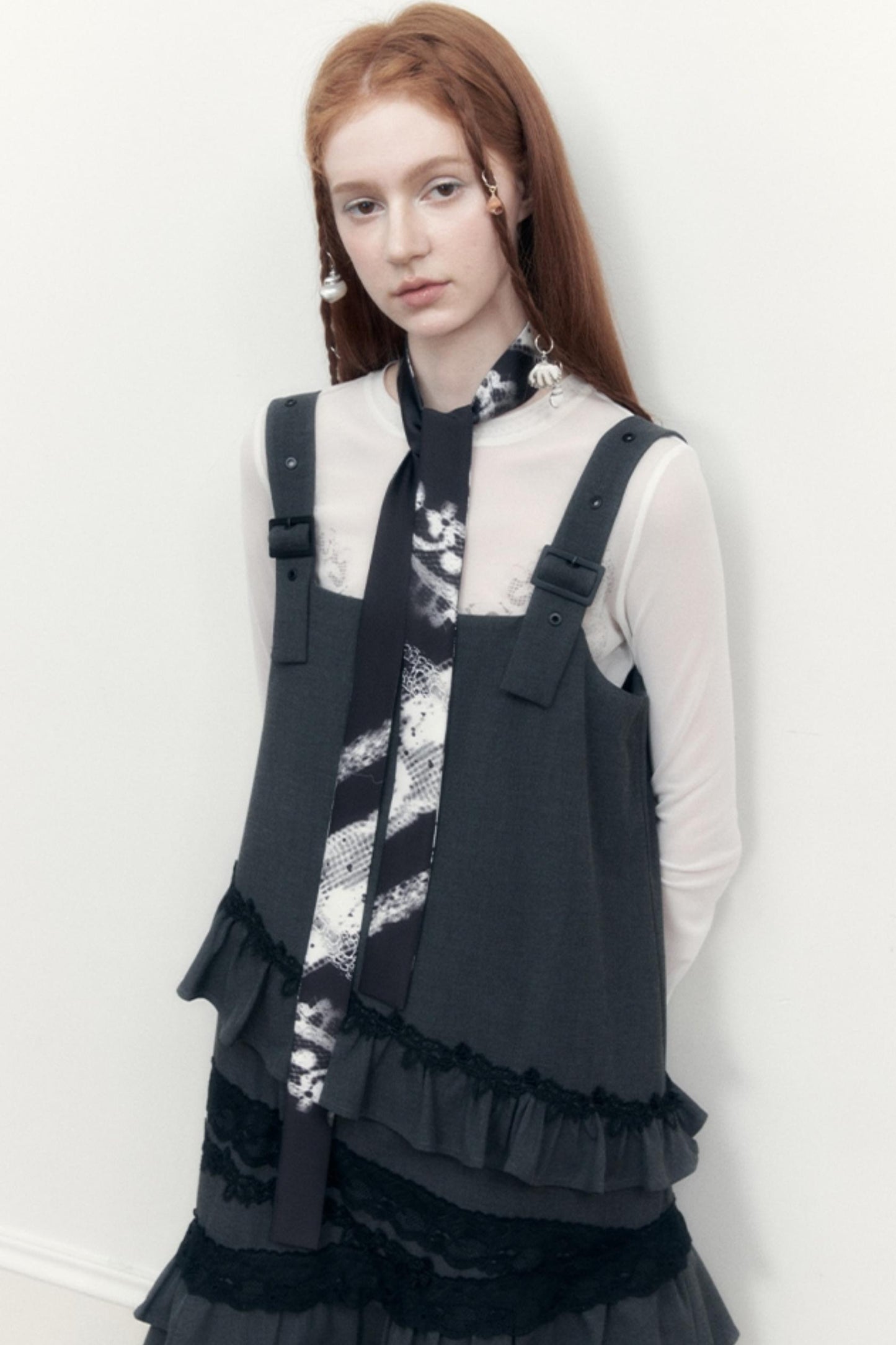 Black White Silk Tie