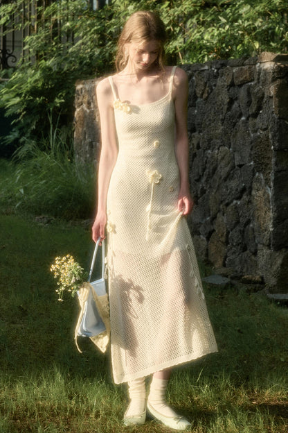 Pure White Floral Knit Dress