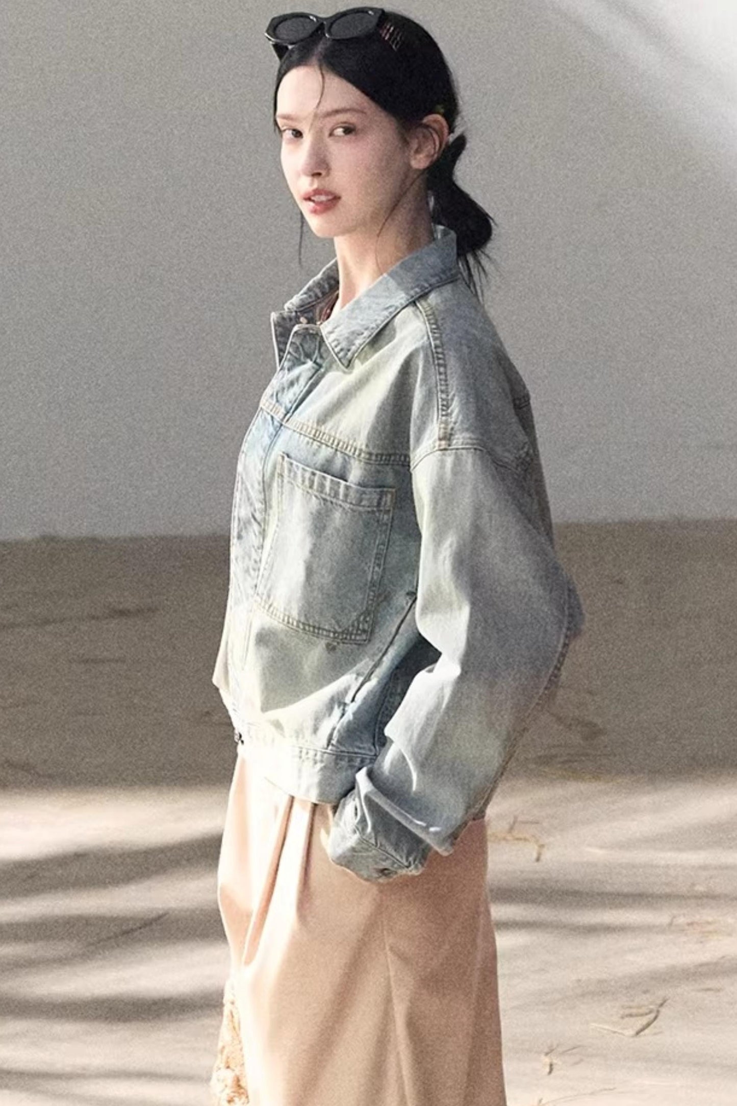 Hazy Sea Retro Denim Jacket