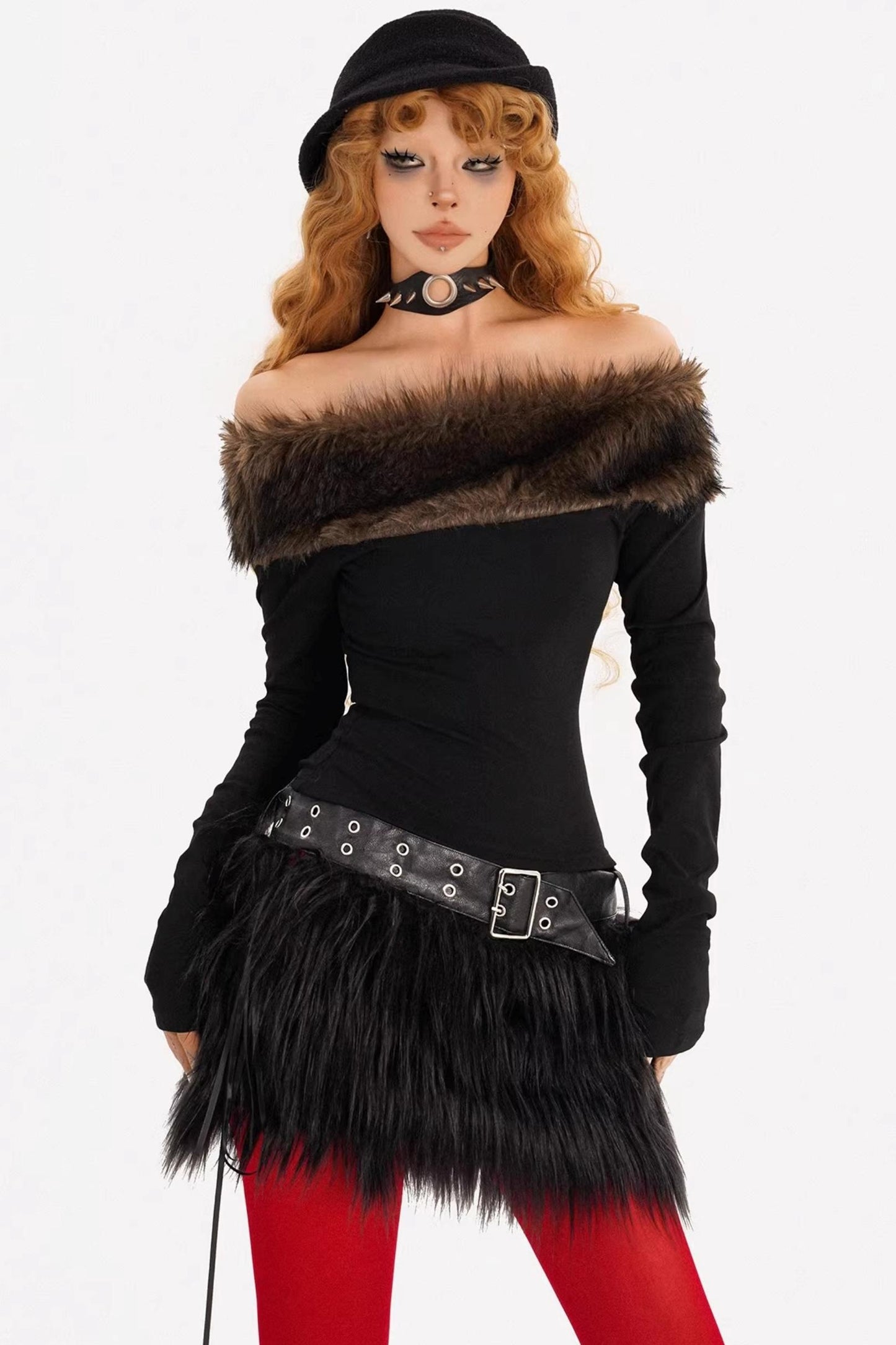 Milk Fur Off-Shoulder Top Set-Up